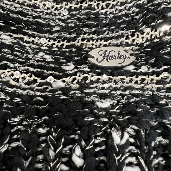 Harley Davidson Womens Black Sequin Striped Knit Pullover Sweater Size Small - Picture 7 of 12
